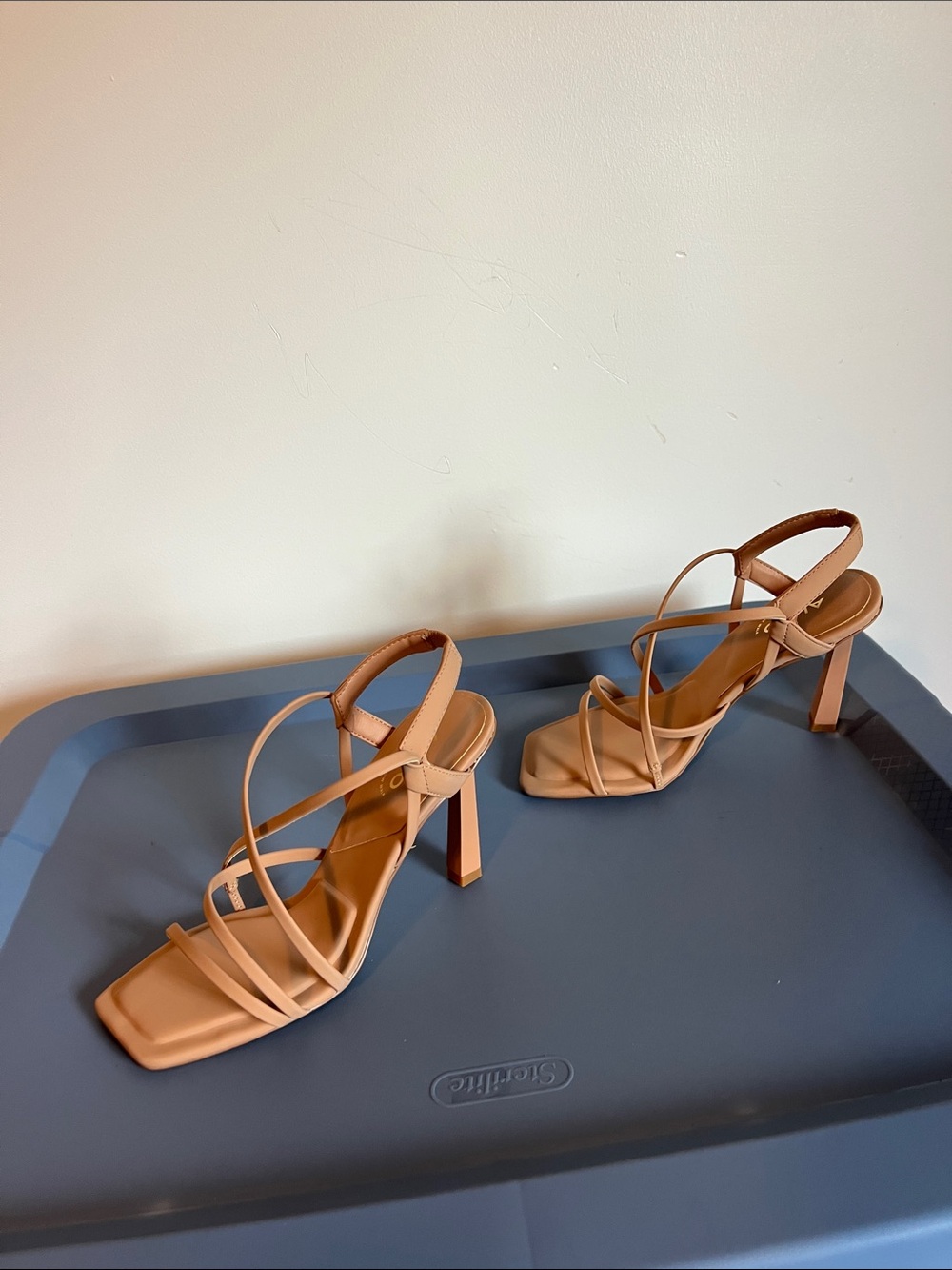 Aldo amilia nude square toe strappy heels neutral pillow walk 6 - Picture 9 of 9